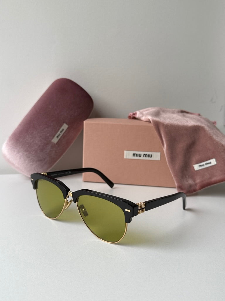 Miu Miu MU09ZS Black Green Lens Sunglasses