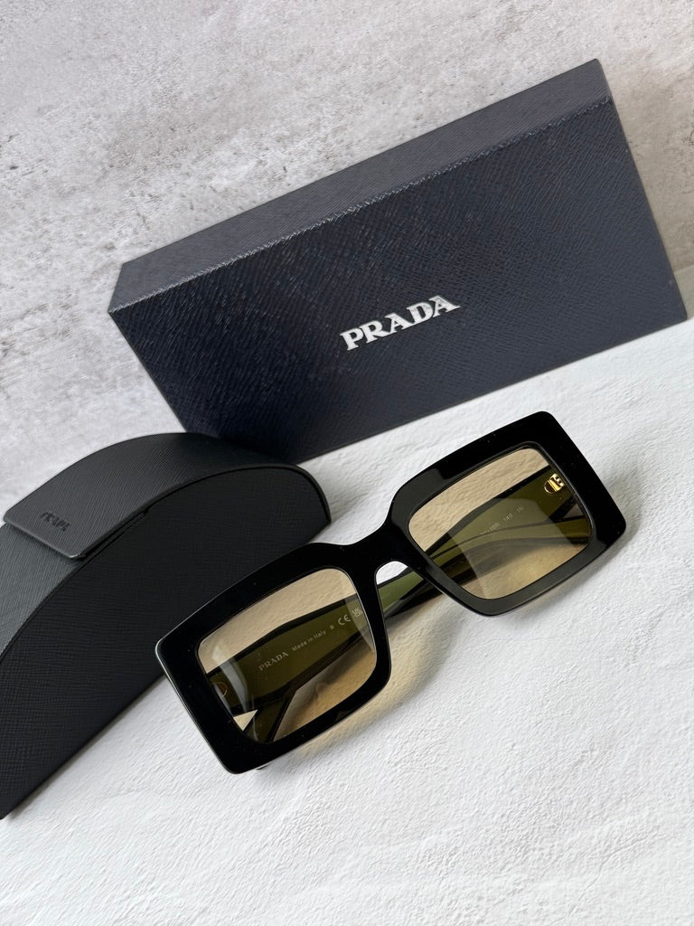 Prada PR D01S Square Sunglasses in Black Yellow