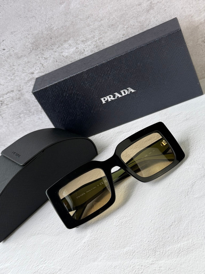 Prada PR D01S Square Sunglasses in Black Yellow