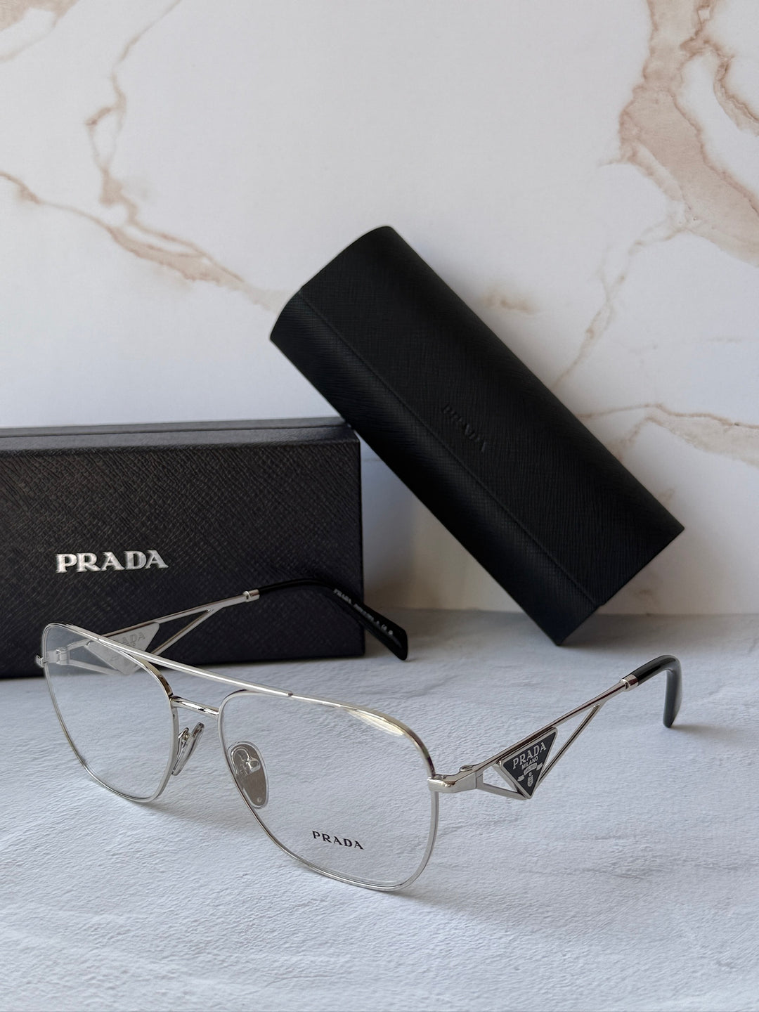 Prada PR B50V Pilot Eyeglasses Frames in Silver