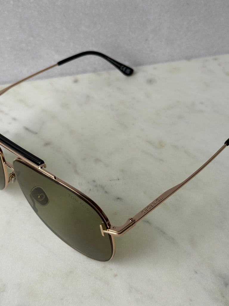 FT1018 Brady Aviator Sunglasses in Gold Green