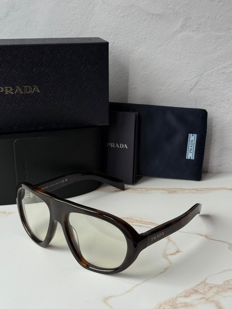 Prada PR C05S Aviator Sunglasses in Havana Bluelight