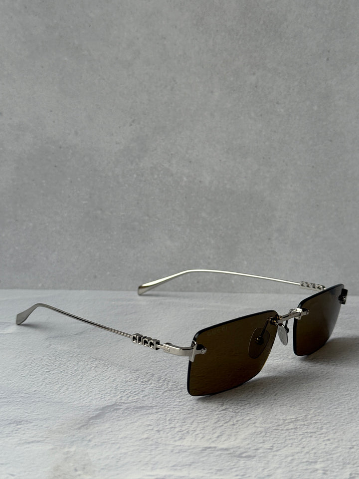 Gucci GG1941S Rimless Sunglasses in Silver Brown