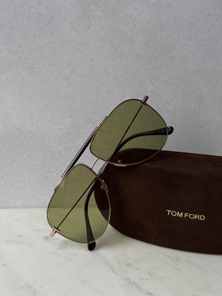 FT1018 Brady Aviator Sunglasses in Gold Green