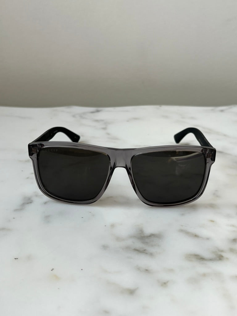 Gucci GG0010S Grey Polarized Unisex Square Sunglasses
