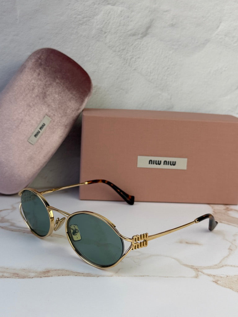 Miu Miu MU52YS Gafas de sol de metal dorado