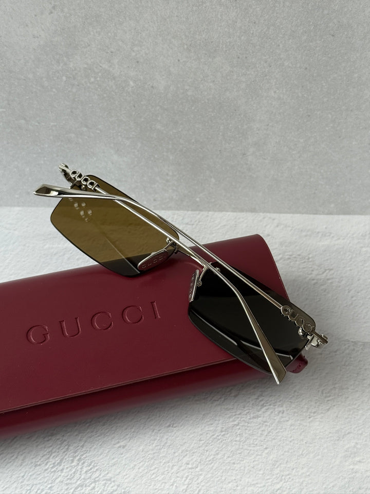 Gucci GG1941S Rimless Sunglasses in Silver Brown
