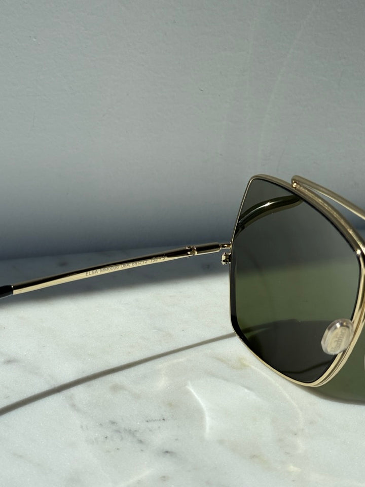 Max Mara MM0006/S Oversized Sunglasses in Gold Green