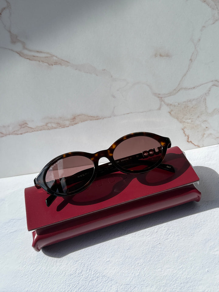 Gucci GG2153S Oval Sunglasses in Havana Brown