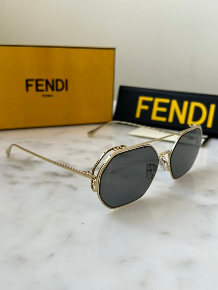 Fendi FE40039U Gold Grey Metal Sunglasses