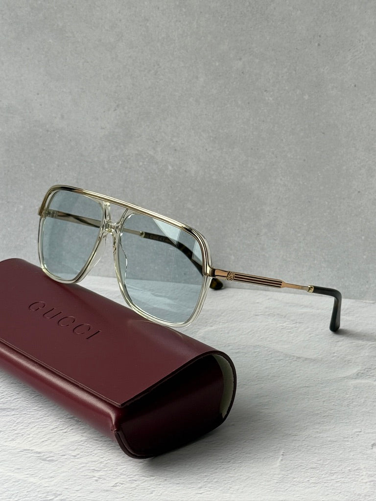 Gucci GG0200S Aviator Sunglasses in Transparent Blue