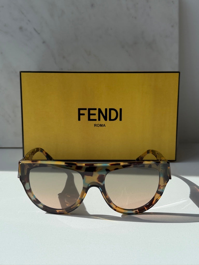 Fendi FE40150I First Flat Top Sunglasses in Havana Brown