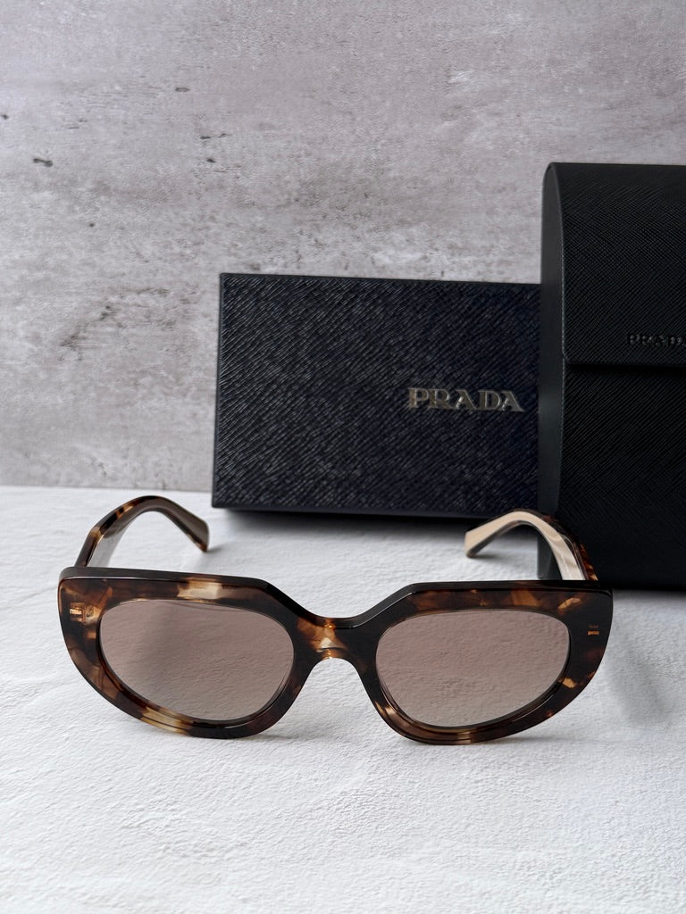 Prada cat-eye sunglasses, Havana powder frames with brown tinted lenses