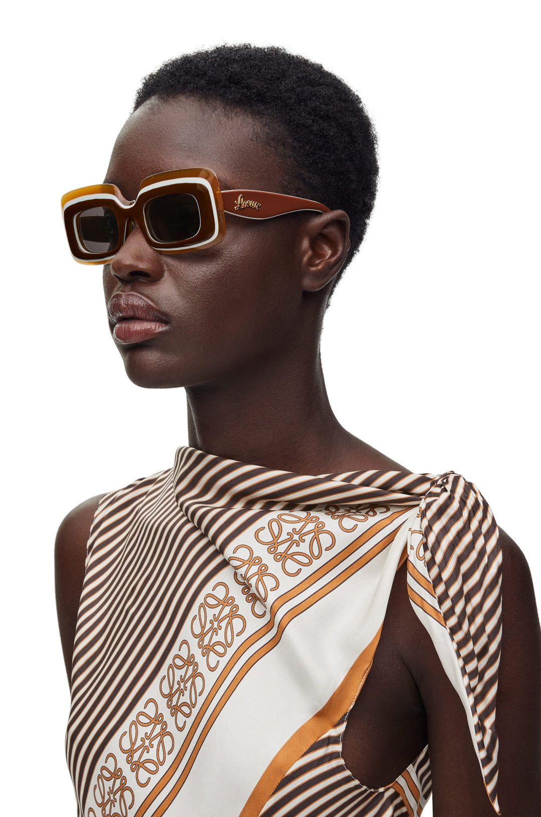 Loewe LW40139U Layered Sunglasses in Brown