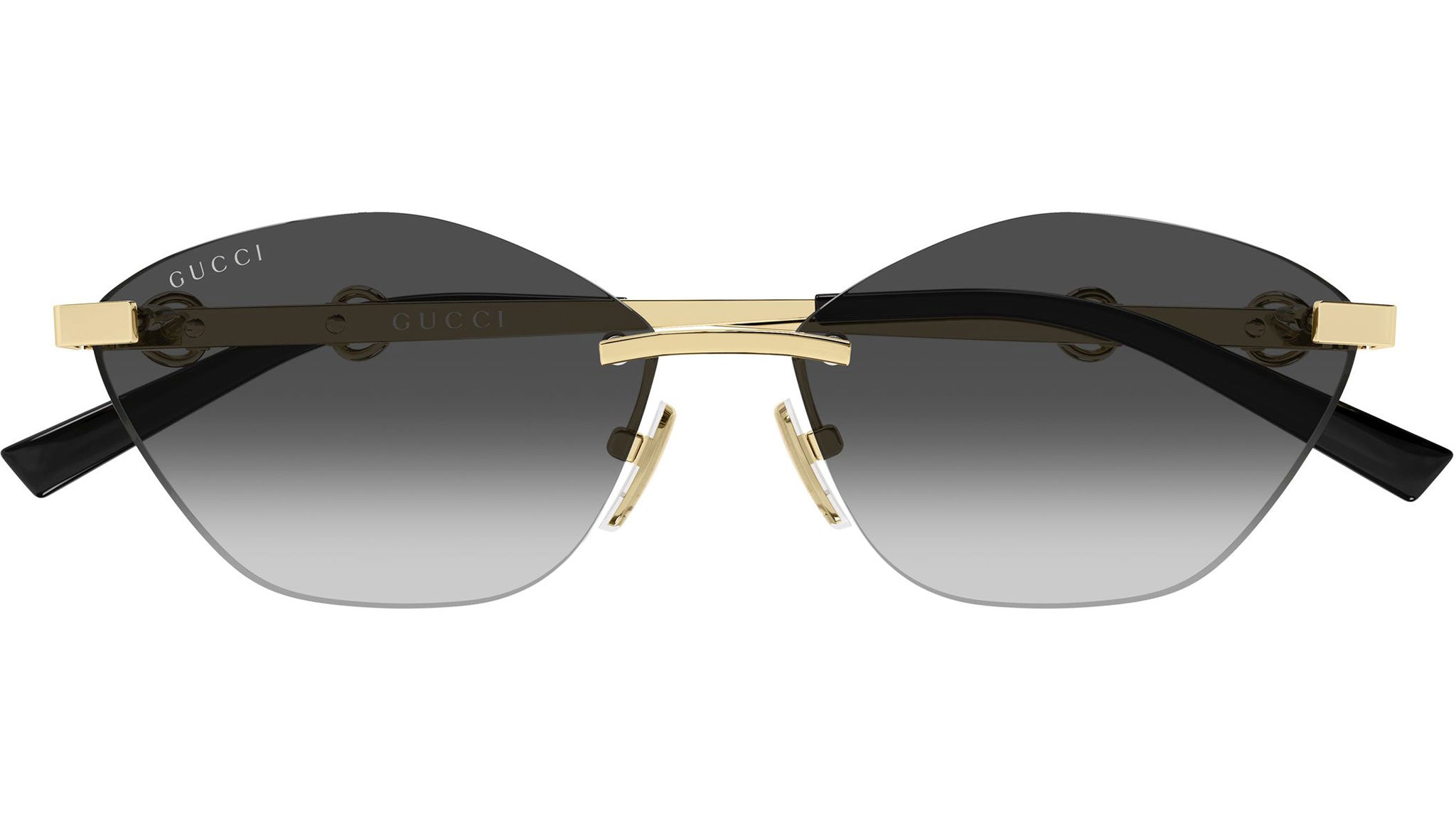 Gucci GG2050S Cat Eye Horsebit Sunglasses in Gold Grey – Designer