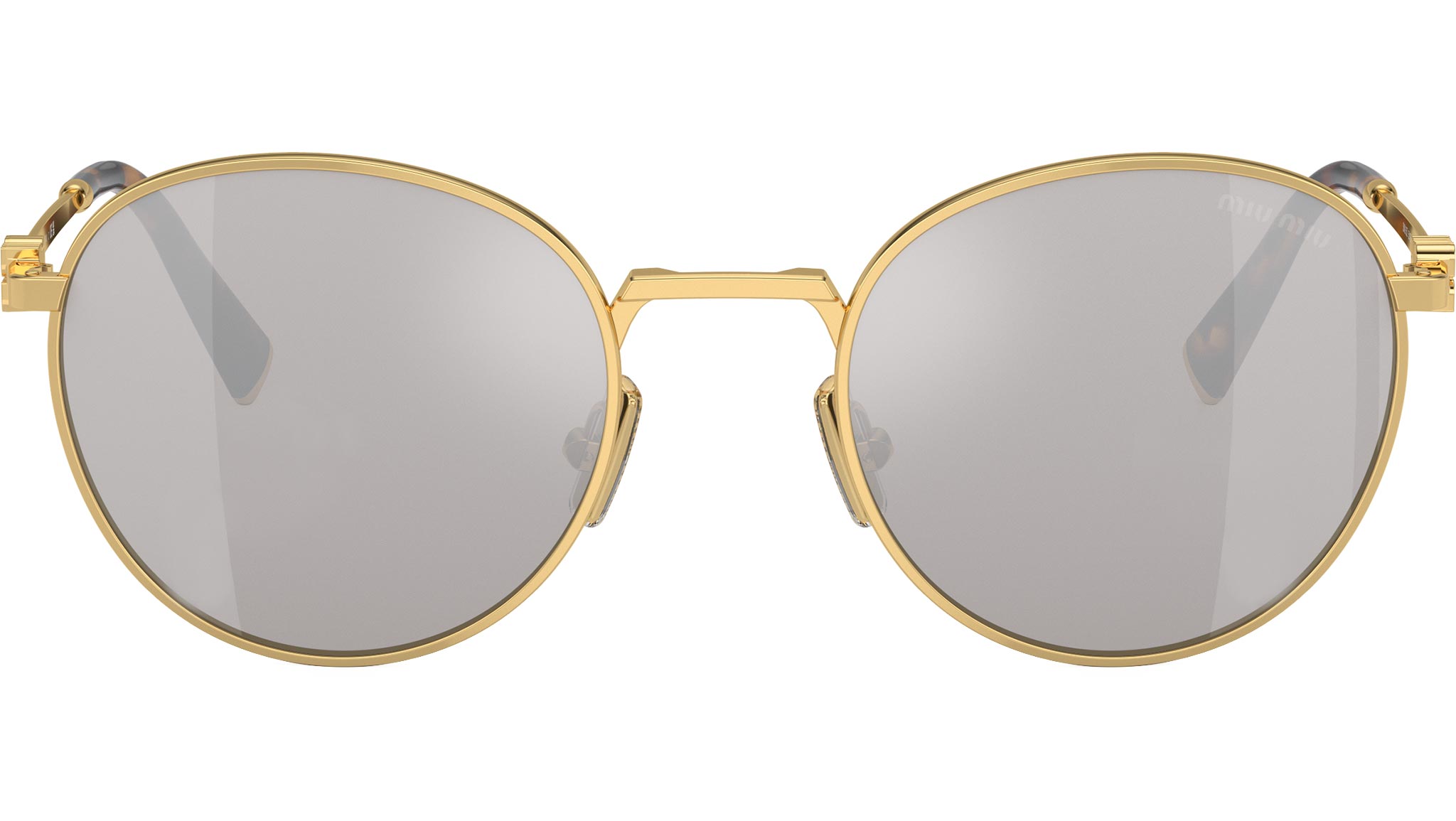 Miu Miu MU55ZS Gold Silver Lens Round Sunglasses – Designer Daydream