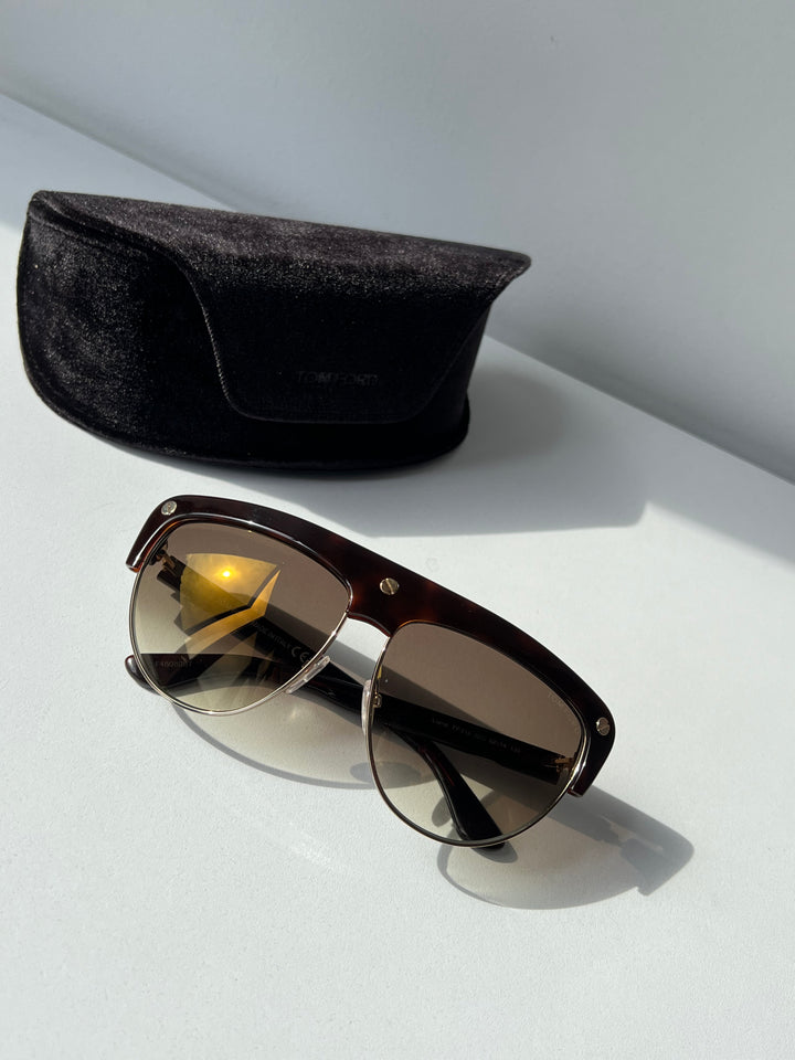 Tom Ford Liane FT0318 Flat Top Sunglasses in Brown