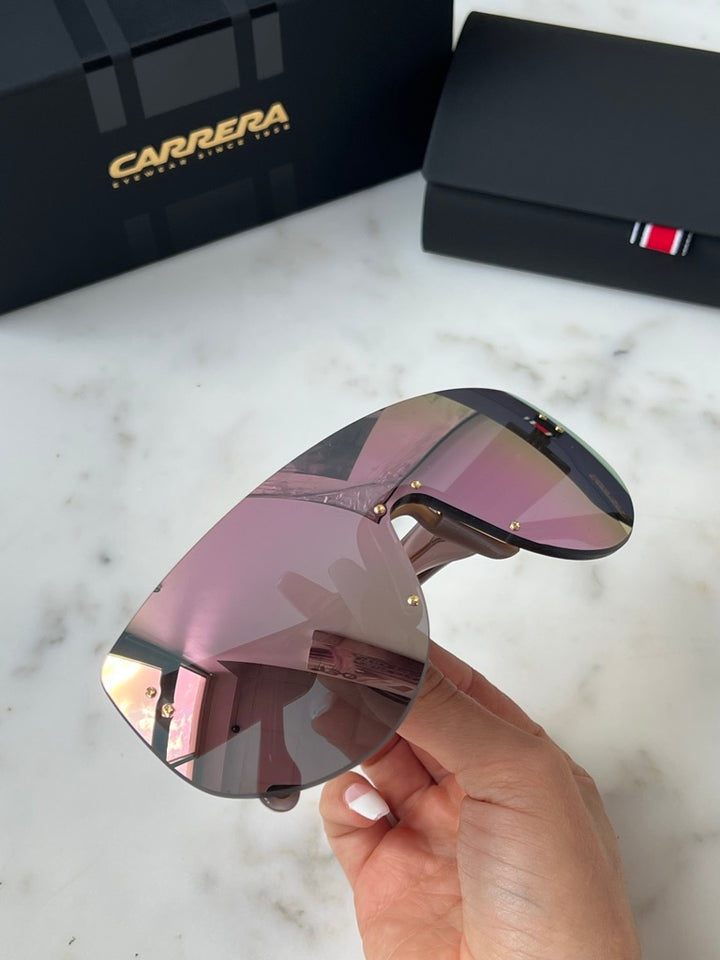 Carrera Flaglab 12 Shield Sunglasses in Rose Gold