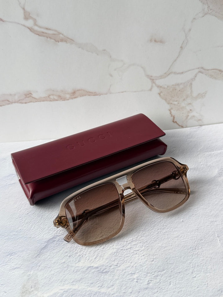 Gucci GG2052S Brown Horsebit Aviator Sunglasses