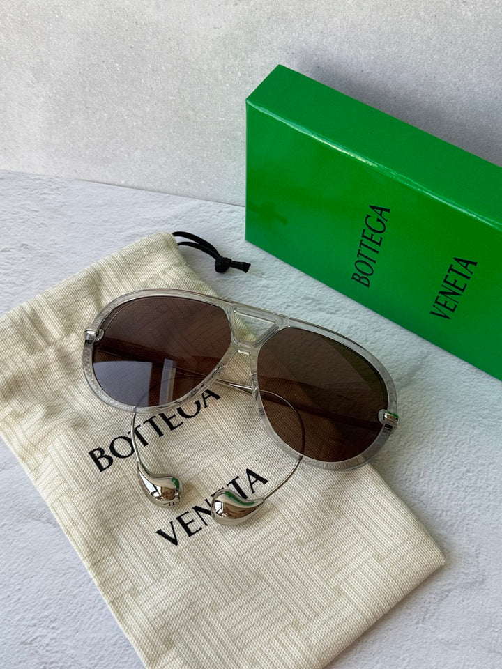 Bottega Veneta BV1273S Drop Earring Aviator Sunglasses in Grey