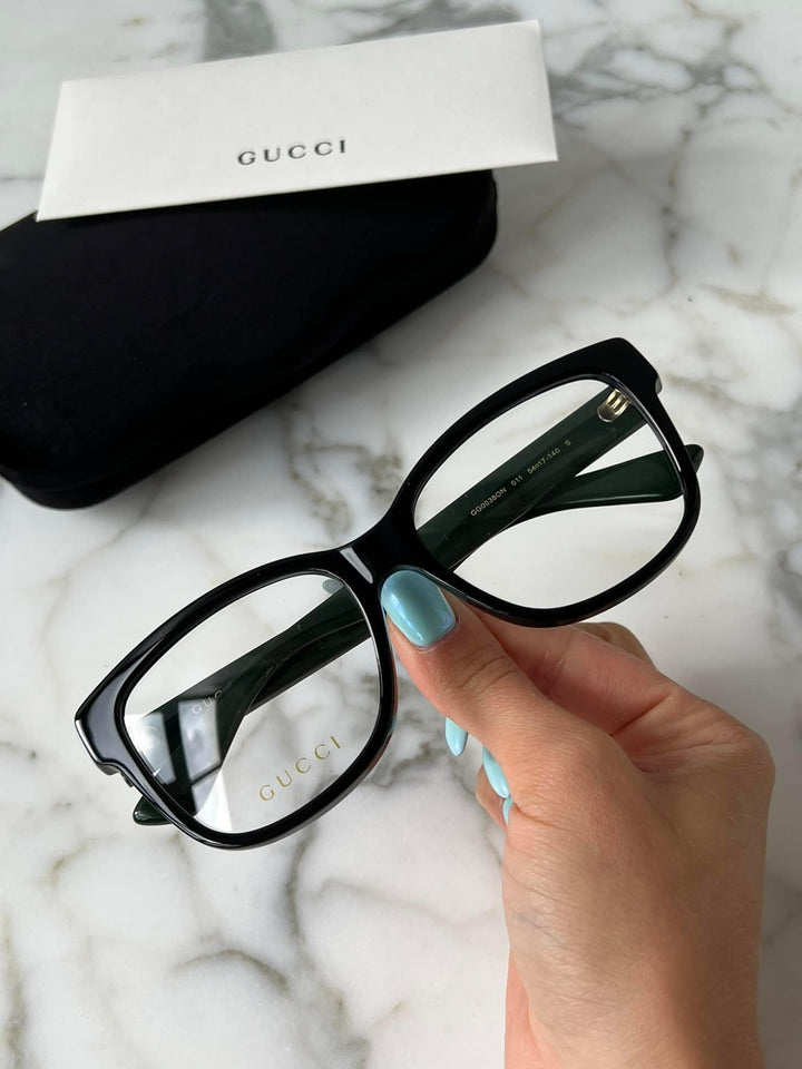 Gucci GG0038ON Black Striped Leg Eyeglasses Frames