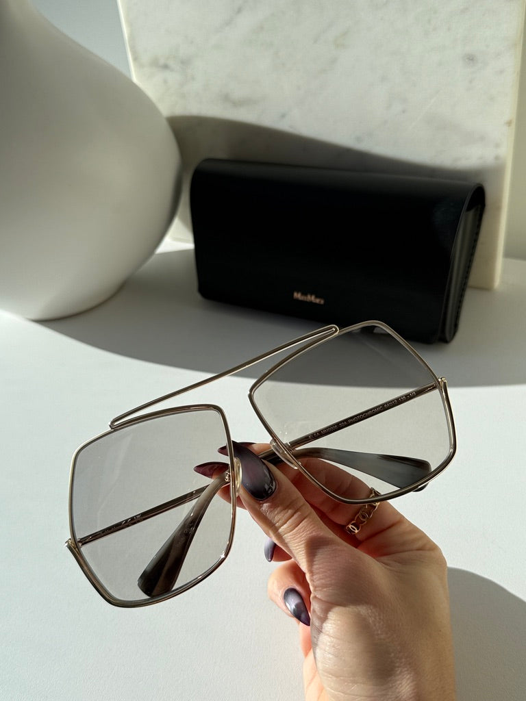 Max Mara MM0006/S Elsa Oversized Sunglasses in Gold Smoke