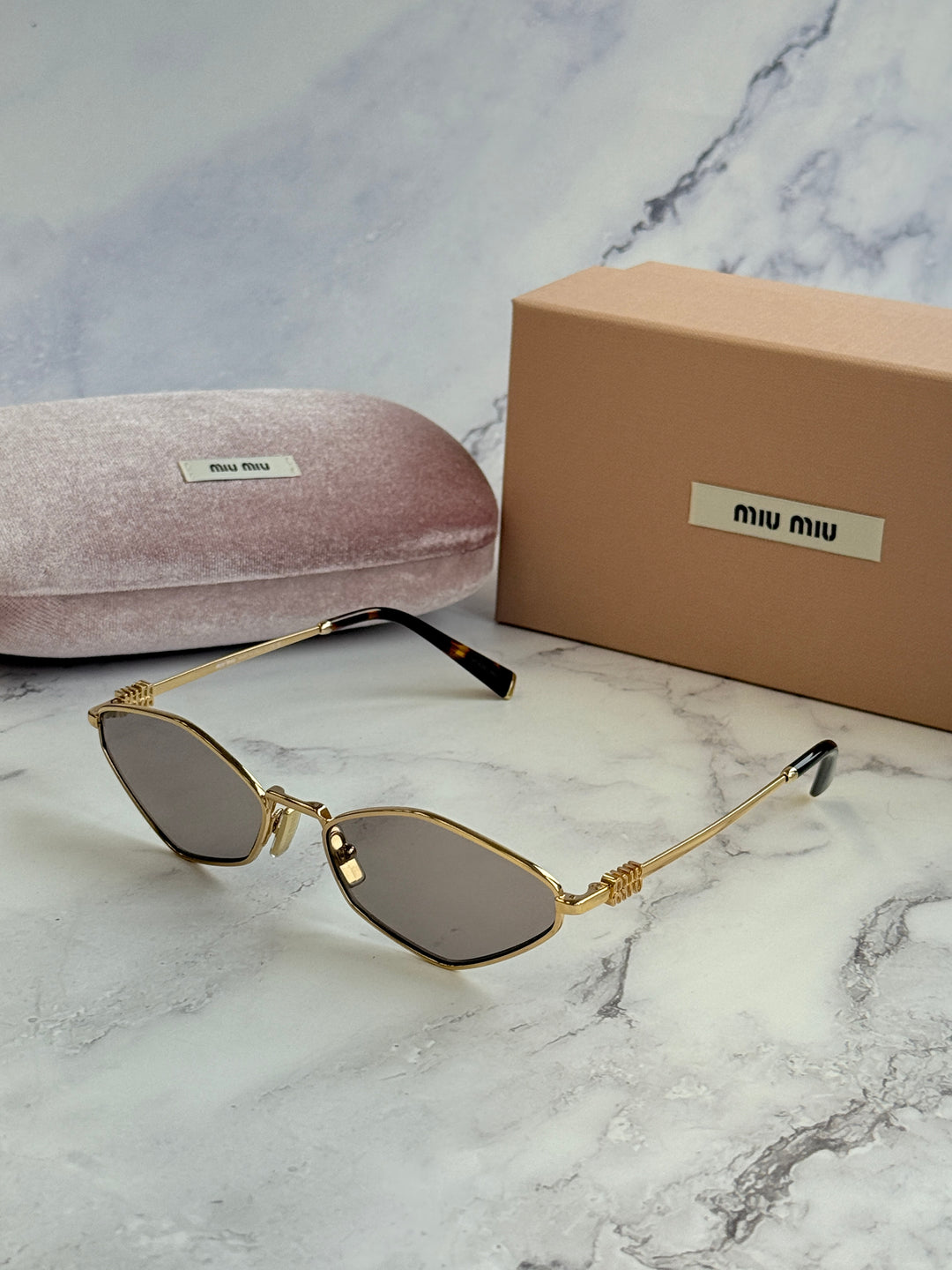 Miu Miu MU56ZS Sunglasses in Gold Light Purple