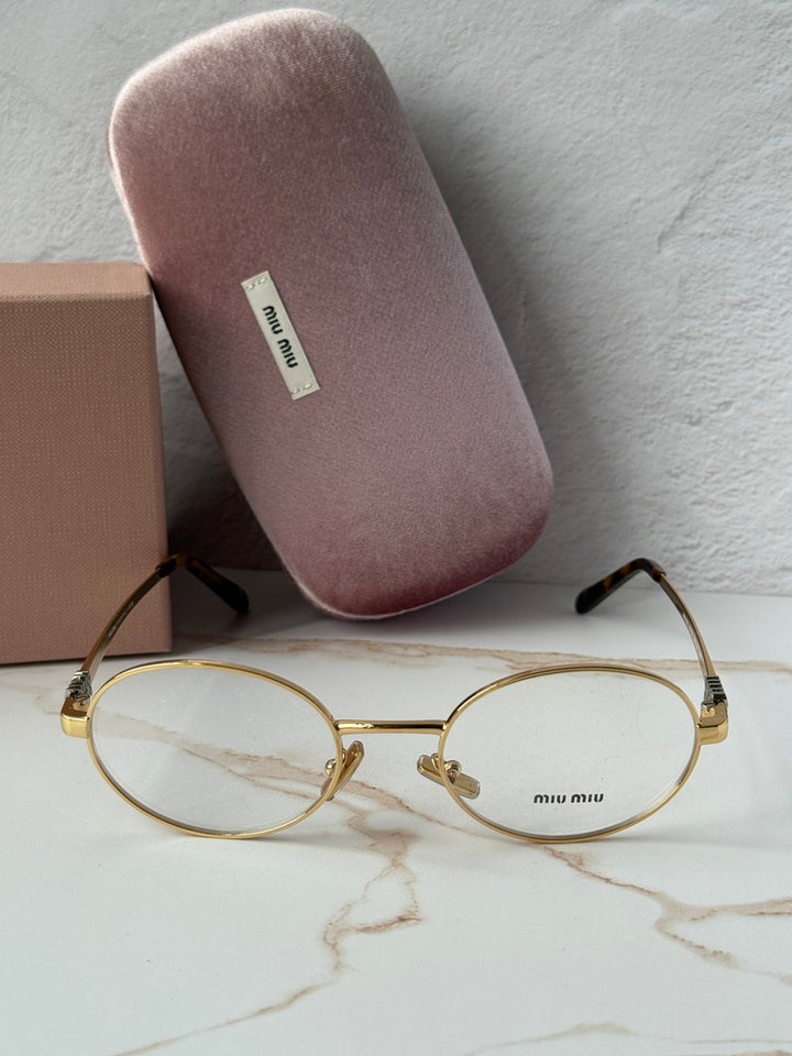 Miu Miu MU50ZV Gold Oval Eyeglasses Frames