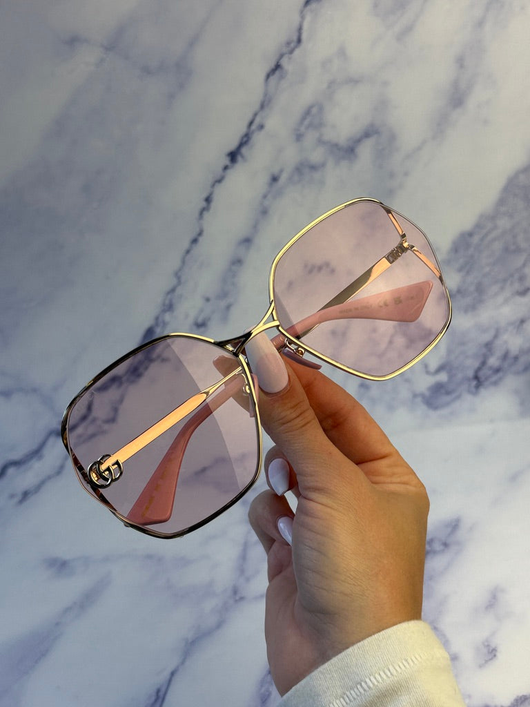 Gafas de sol con recorte de metal Gucci GG0818SA con lentes rosas