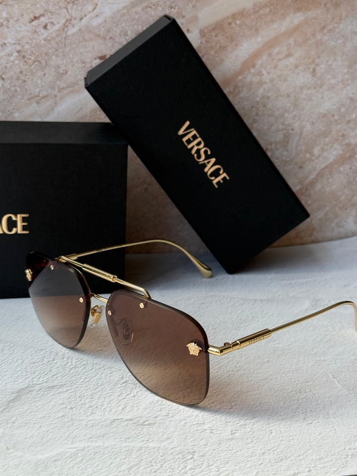 Versace VE2296 Medusa Aviator Sunglasses in Gold Brown