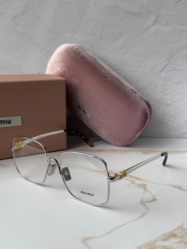 Miu Miu MU51YV Silver Oversized Square Eyeglasses Frames