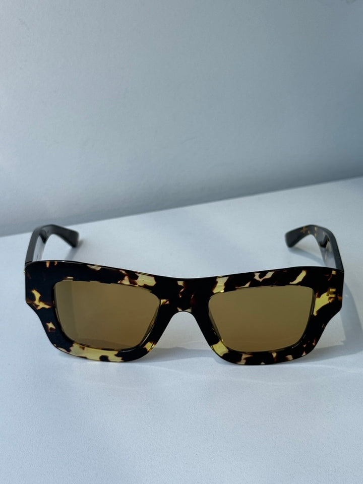 Bottega Veneta BV1357S Thick Rim Sunglasses in Spotted Nicotine