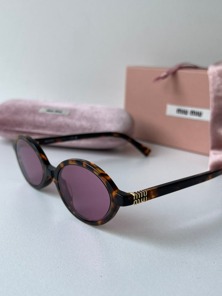 Miu Miu MU04ZS Brown Violet Oval Sunglasses