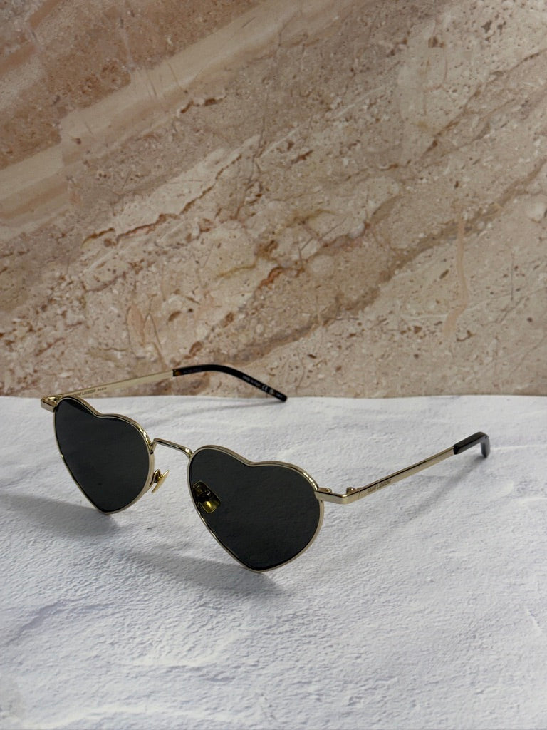 Saint Laurent SL301 LouLou Heart Sunglasses in Gold