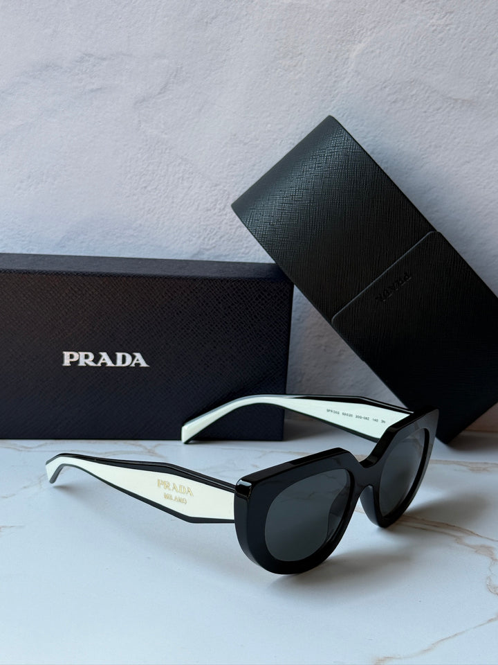 Prada PR D02S Cat Eye Sunglasses in Black White