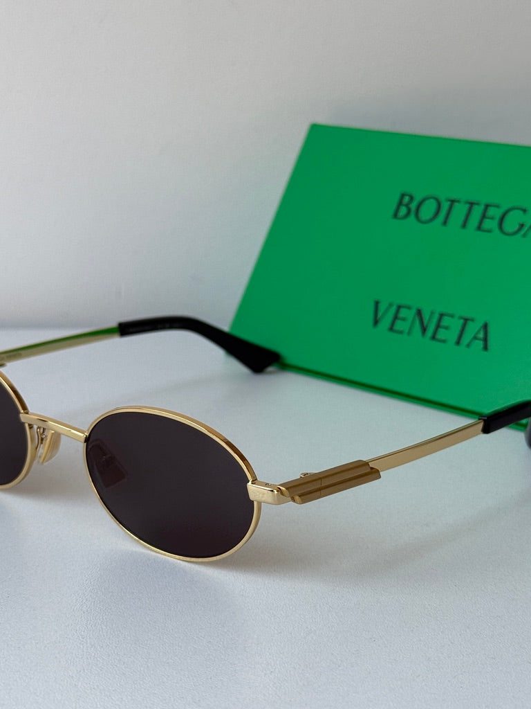 Bottega Veneta BV1470S Oval Gold Sunglasses