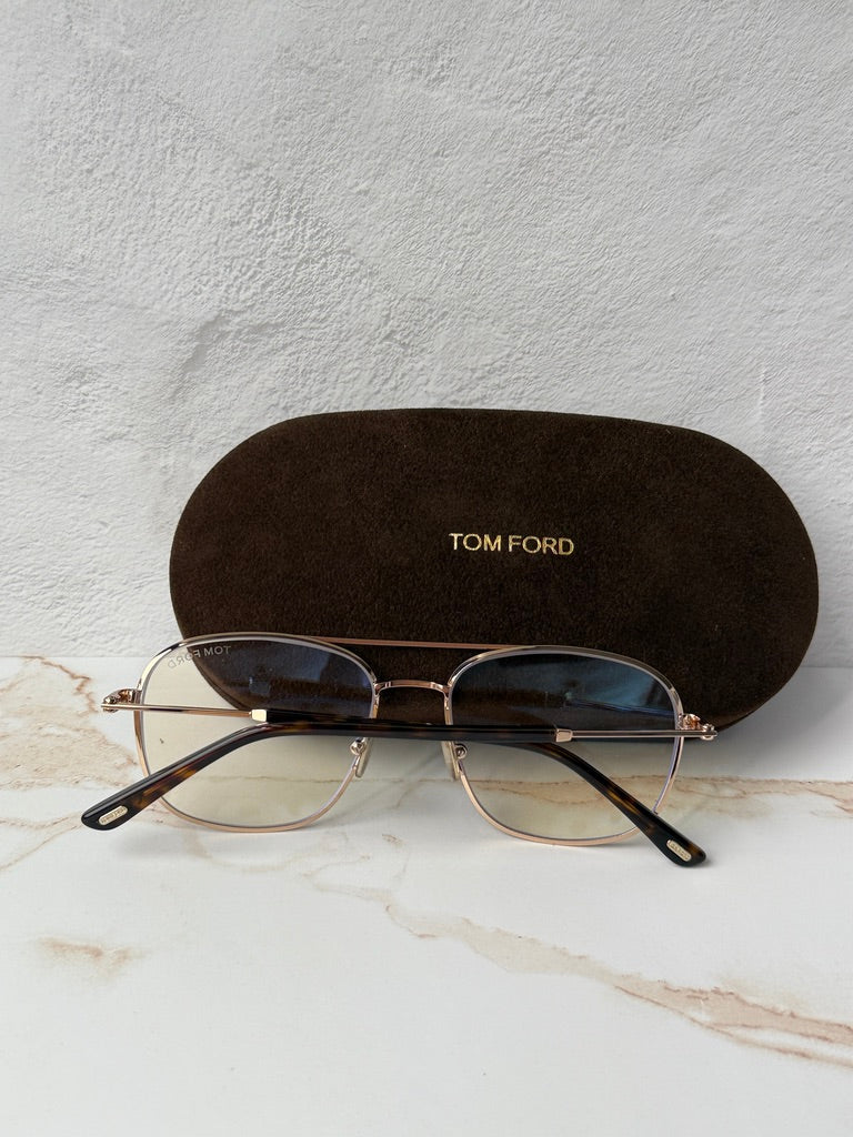 Tom Ford FT5830-B Rose Gold Aviator Bluelight Frames