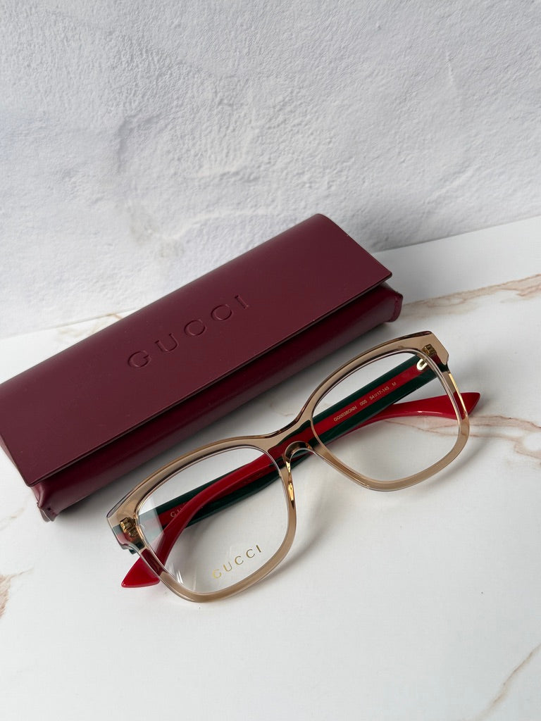 Monturas de anteojos Gucci GG0038ON con patas a rayas negras
