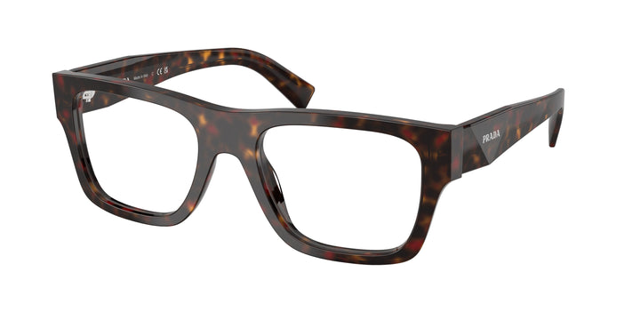 Prada pR square eyeglass frames, Havana brown tortoiseshell acetate