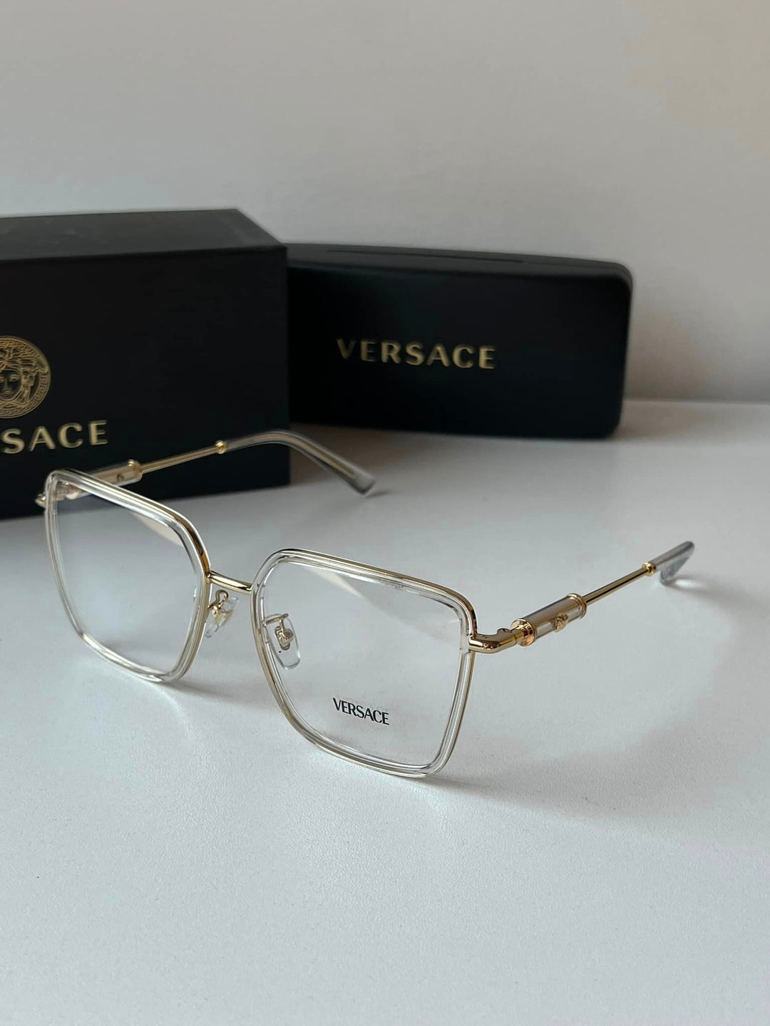 Versace VE1294D Clear Metal Square Frames – Designer Daydream