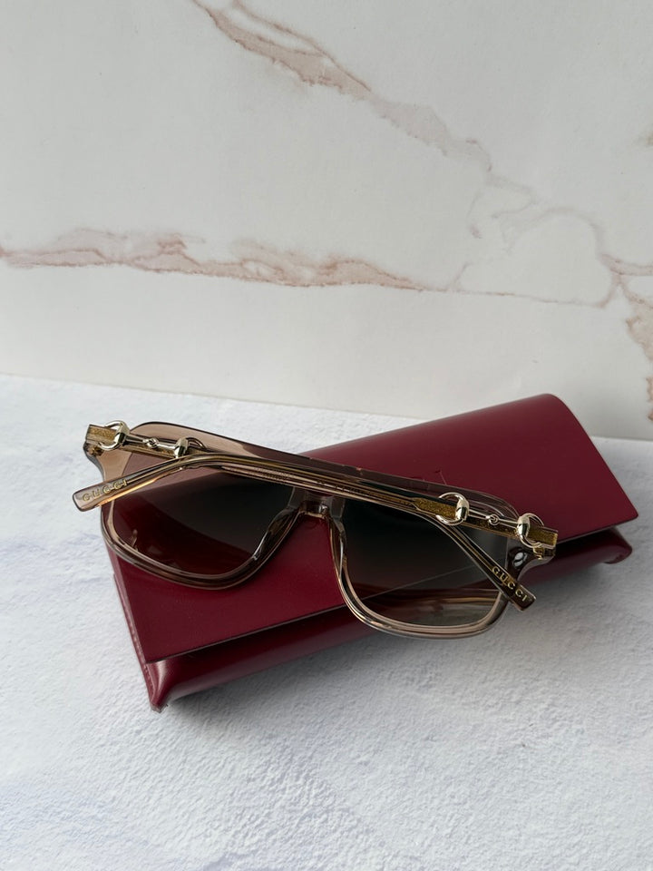 Gucci GG2052S Brown Horsebit Aviator Sunglasses