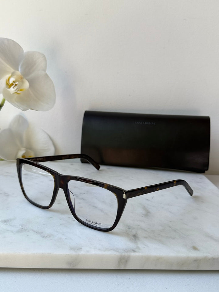 Saint Laurent SL434 Slim Eyeglasses Frames in Havana Brown