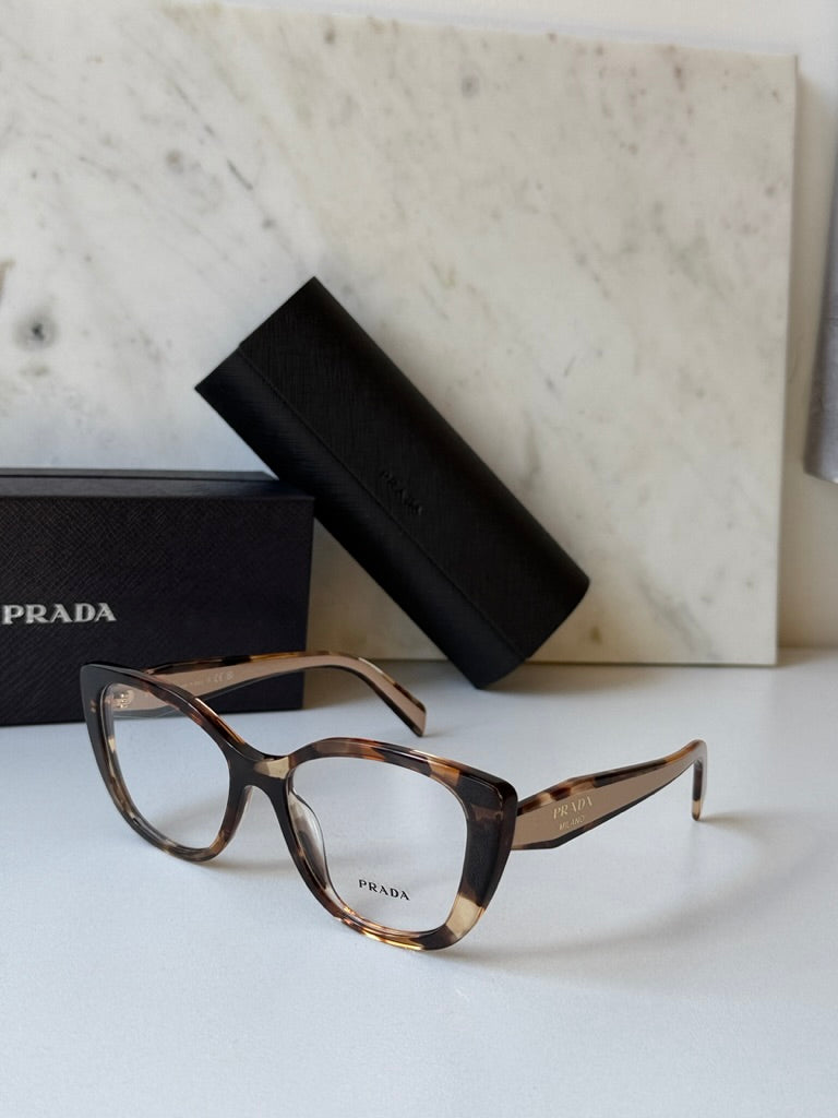 Prada PR B04V Cat Eye Eyeglasses Frames in Havana Powder