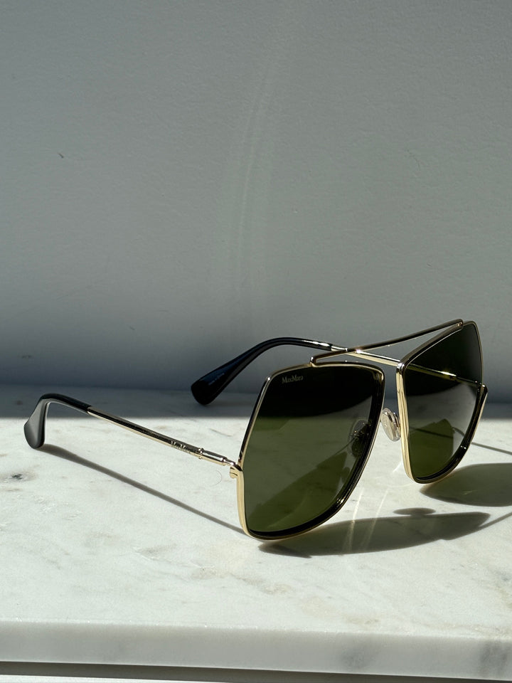 Max Mara MM0006/S Oversized Sunglasses in Gold Green