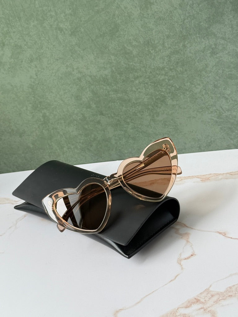 Saint Laurent SL181 Loulou Heart Sunglasses in Nude