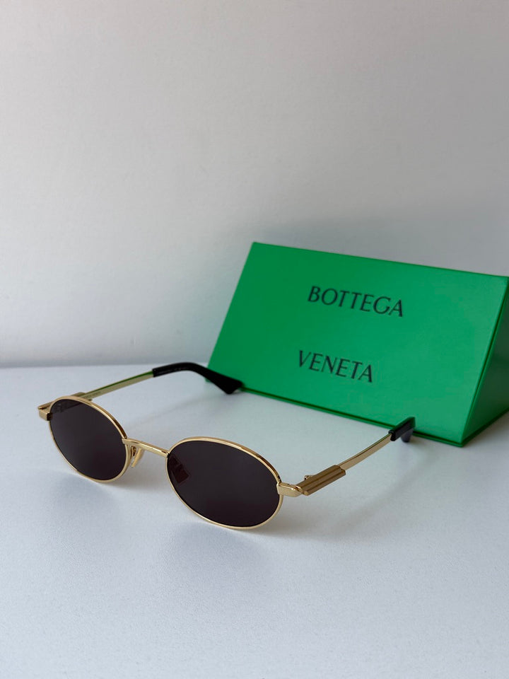 Bottega Veneta BV1470S Oval Gold Sunglasses