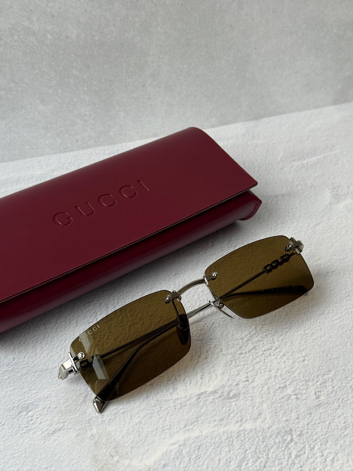 Gucci GG1941S Rimless Sunglasses in Silver Brown
