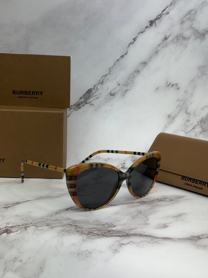 Burberry BE4407 Check Print Cat Eye Sunglasses