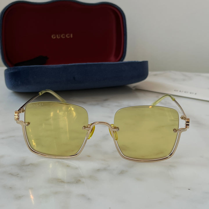 Gucci GG1279S Rimless Square Sunglasses in Gold