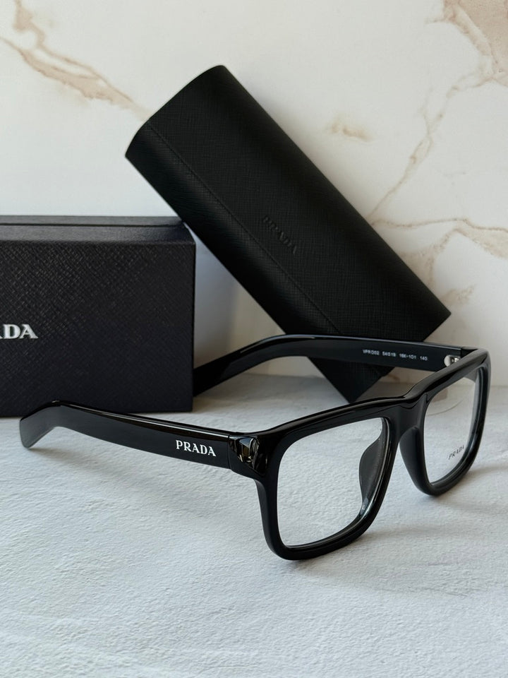 Prada PR D02V Rectangular Eyeglasses Frames in Black